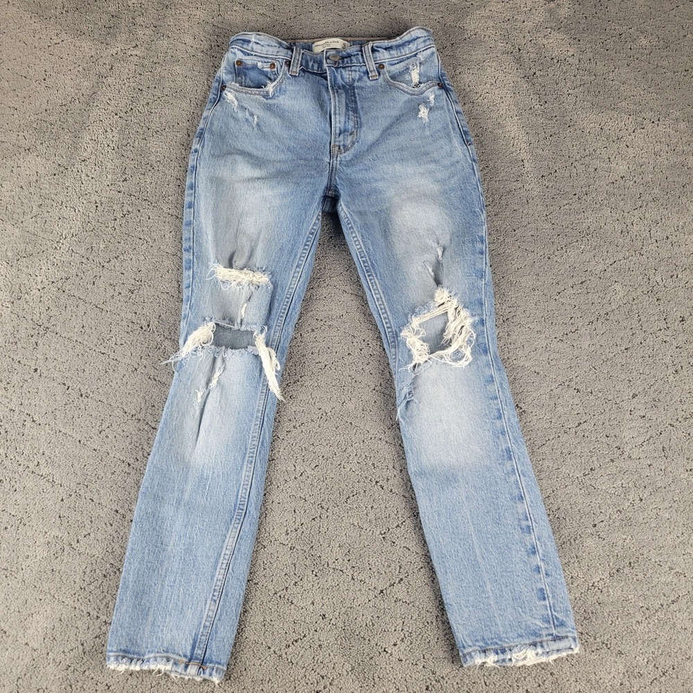 Abercrombie & Fitch Jeans Womens 0S Blue Skinny‎ High Rise Distressed Slimming